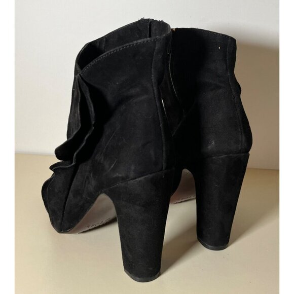 No. 704 Black Booties Pansy Suede Ruffle Ankle Boots Booties Size 39.5/ US 9 - Picture 4 of 9